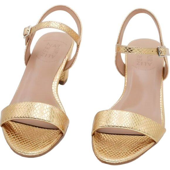 Naturalizer Bristol Block Heel Dress Sandal Metallic Gold Snake Women's US 6.5W - Picture 5 of 6